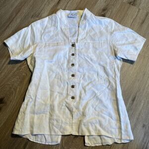BLOUSE M&G VINTAGE TRACHTEN OKTOBERFEST DIRNDL TYROL LINEN WOMENS US6 D34 GB8
